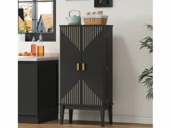 Merax Aparador de cocina - 120 x 59 x 30 cm - con 2 puertas con estantes - estilo vintage - MDF - Negro Best