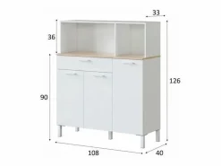 Calicosy Aparador De Cocina|Aparador de cocina 3 puertas 1 cajón - L108 cm - Kira