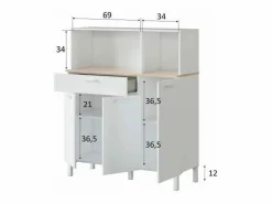 Calicosy Aparador De Cocina|Aparador de cocina 3 puertas 1 cajón - L108 cm - Kira