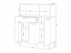 Calicosy Aparador De Cocina|Aparador de cocina 3 puertas 1 cajón - L108 cm - Kira