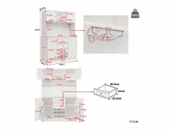 Hauss Spole Aparador de cocina con 4 puertas, 2 cajones y botellero - Madera MDF - Negro Blanco Best