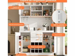 Hauss Spole Aparador de cocina con 4 puertas, 2 cajones y botellero - Madera MDF - Negro Blanco Best
