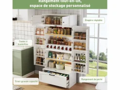Aparador de cocina con 4 puertas y 1 cajón, aparador alto con tirador de metal retro,^ Hot
