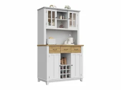 Aparador de cocina con iluminación LED, 3 cajones y 4 puertas - estantes regulables - y madera^Hauss Spole Hot