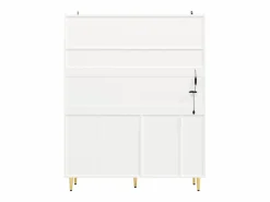 Hauss Spole Aparador de cocina con iluminación LED, 4 puertas, 3 cajones y botellero - Blanco Sale