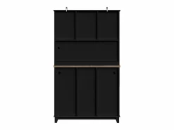 Hauss Spole Aparador De Cocina|Aparador de cocina con iluminación LED, 3 cajones y 4 puertas - estantes regulables - y madera