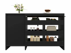 Merax Aparador De Cocina|Aparador de cocina con puerta - 120 x 40 x 75 cm - con 6 cajones + LED - MDF -