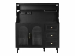 Aparador de cocina con zócalos - 120 x 40 x 138,5 cm - con 3 cajones + botellero + estantes + 2 puertas - MDF -^Merax Outlet