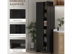 Homcom Aparador de cocina Dami 4 puertas + 6 estantes ajustables 170,5x60x30 cm Negro New