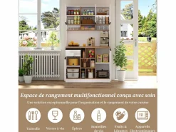 Aparador|Aparador de cocina de 105 x 45 x 185 cm, mueble de almacenaje con estantes ajustables, para salón, color