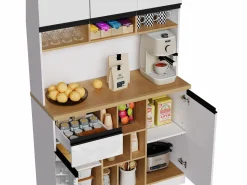 Aparador|Aparador de cocina de 105 x 45 x 185 cm, mueble de almacenaje con estantes ajustables, para salón, color