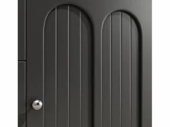 Merax Aparador de cocina de alta calidad - 120 x 40 x 180 cm - con LED + 3 cajones + 4 puertas - MDF - Negro Clearance