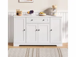 Aparador de cocina multifuncional, armario de almacenaje con cajón y estantes, 138 x 40 x 85 cm,^ Outlet