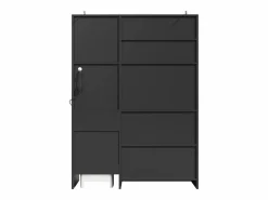 Hauss Spole Aparador de cocina 130x45x180 cm con puertas, cajón e iluminación LED, blanco Negro Best