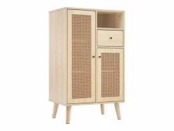 Aparador de cocina 60x40x110cm, 2 puertas de ratán y 1 cajón, madera, natural claro^Hauss Spole Outlet