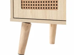 Aparador de cocina 60x40x110cm, 2 puertas de ratán y 1 cajón, madera, natural claro^Hauss Spole Outlet