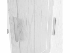 Aparador de cocina 114,5x40x190cm con 5 puertas, 1 cajón y 2 nichos, cuerpo en chapa de madera imitación madera blanca y marrón^Hauss Spole Discount