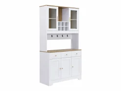 Hauss Spole Aparador De Cocina|Aparador de cocina 94,5x40x175,5cm con 5 puertas, 3 cajones y nichos, tapa chapada imitación madera, cuerpo