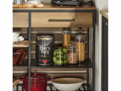 Aparador de Comedor Mesa de Cocina con 2 Cajones y 3 Estantes Estructura de Metal Estilo Industrial 120 x 45 x 91 cm FSB85-PF ES^Sobuy Outlet