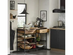 Aparador de Comedor Mesa de Cocina con 2 Cajones y 3 Estantes Estructura de Metal Estilo Industrial 120 x 45 x 91 cm FSB85-PF ES^Sobuy Outlet