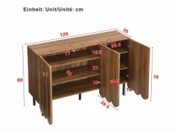 OKWISH Aparador|Aparador de madera con 3 puertas a rayas y estantes ajustables - para salón y comedor