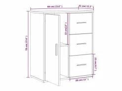 Aparador de madera de ingeniería 2 uds 60x31x70 cm^vidaxl New