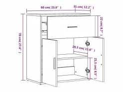 vidaxl Aparador de madera de ingeniería 60x31x70 cm Blanco Best