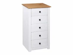 vidaxl Aparador de madera maciza pino estilo Panamá 46x40x89 cm Blanco Discount