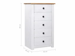 vidaxl Aparador de madera maciza pino estilo Panamá 46x40x89 cm Blanco Discount