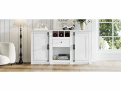 Aparador de salón con 2 puertas y 1 cajón - 130 x 35 x 70 cm - para salones y despachos - MDF + aglomerado -^Merax Discount