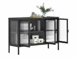 Clicnbuy Aparador|Aparador de vidrio y acero 105x35x70 cm