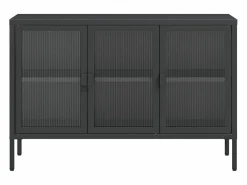 Clicnbuy Aparador|Aparador de vidrio y acero 105x35x70 cm