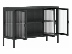 Clicnbuy Aparador|Aparador de vidrio y acero 105x35x70 cm