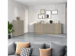 Aparador Garda con 4 puertas y 2 cajones mate y roble 200x35x71 cm^ Hot