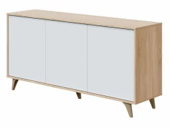 Aparador Kikua 3 puertas roble canadian y artik, 75x154x40 cm Blanco Online