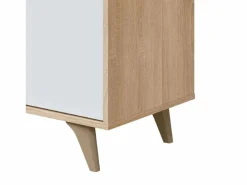 Aparador Kikua 3 puertas roble canadian y artik, 75x154x40 cm Blanco Online