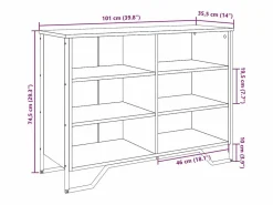 Clicnbuy Aparador madera de ingeniería roble ahumado 101x35,5x74,5 cm Marru00f3n New