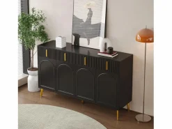 Aparador moderno - 2 puertas de cristal con 4 cajones y estantes ajustables -^ModernLuxe New
