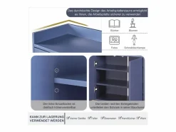 Aparador|Aparador Moderno 120 x 30 x 80 cm - Aparador Estilo Minimalista con 4 Puertas para Comedor, Salón, Cocina - Marino
