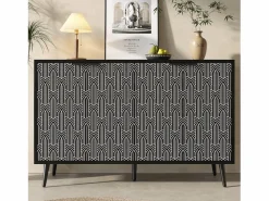 Merax Aparador De Cocina|Aparador moderno con 4 puertas talladas - 120 x 35 x 78 cm - MDF - para comedor y salón -