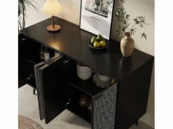 Merax Aparador De Cocina|Aparador moderno con 4 puertas talladas - 120 x 35 x 78 cm - MDF - para comedor y salón -