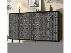 Merax Aparador De Cocina|Aparador moderno con 4 puertas talladas - 120 x 35 x 78 cm - MDF - para comedor y salón -