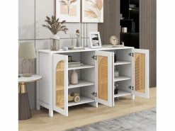ModernLuxe Aparador|Aparador moderno con estantes ajustables - puertas de ratán - MDF -
