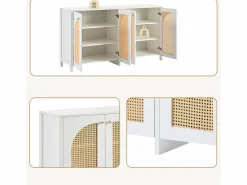 ModernLuxe Aparador|Aparador moderno con estantes ajustables - puertas de ratán - MDF -