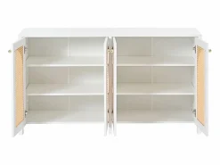 ModernLuxe Aparador|Aparador moderno con estantes ajustables - puertas de ratán - MDF -