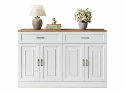 Aparador moderno con estantes + 4 puertas + 2 cajones - 120 x 35 x 80,5 cm - aglomerado -^Merax Discount