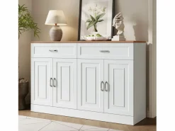 Aparador moderno con estantes + 4 puertas + 2 cajones - 120 x 35 x 80,5 cm - aglomerado -^Merax Discount