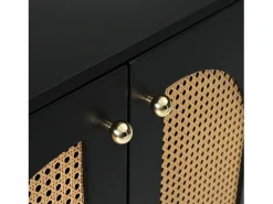 ModernLuxe Aparador moderno con estantes ajustables - puertas de ratán - MDF - Negro Online