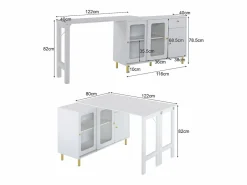 ModernLuxe Aparador moderno con tapa giratoria retráctil - varios espacios de almacenamiento - MDF - Blanco Sale
