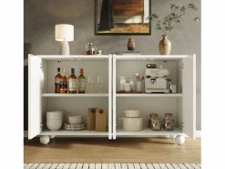 Aparador moderno para comedor y salón - 120 x 35 x 71 cm - con 4 puertas + estante ajustable - MDF + metal -^Merax Discount